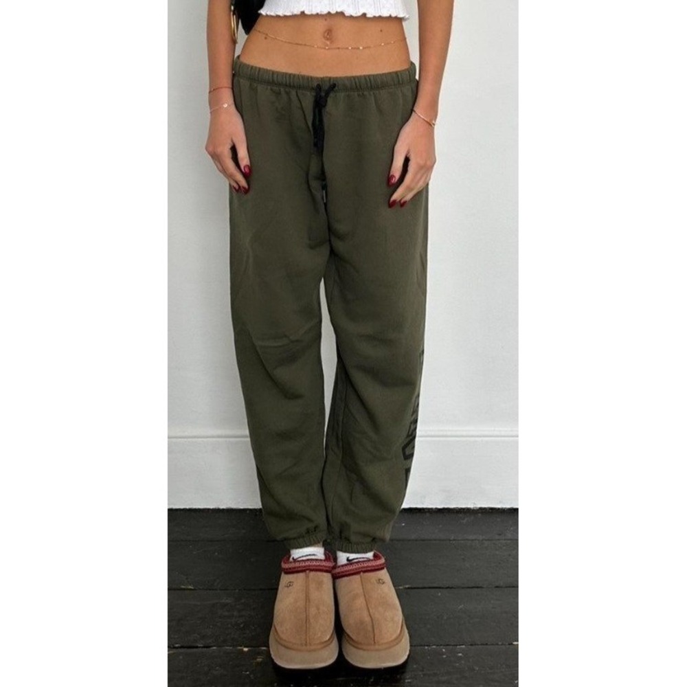 Pink Victoria's Secret Lightweight Olive Army Green Joggers Women Sz S Baggy Vtg